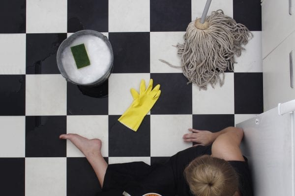 woman on square pattern high point of view color photography of patterns from above by Hayley Eichenbaum and Zach Swearingen