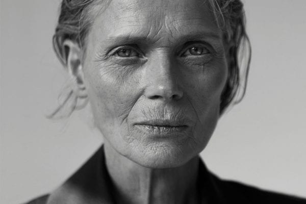 black and white studio portrait of an elderly white woman by Evelyn Bencicova