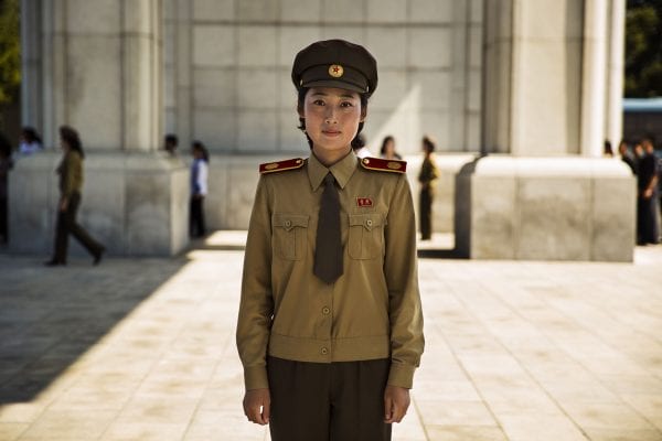 north korea guard woman portrait photography in color by mihaela noroc, the atlas of beauty series