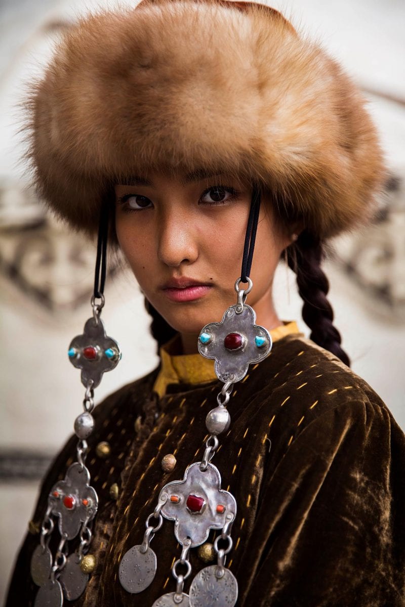 kyrgyzstan woman wearing hat portrait photography in color by mihaela noroc, the atlas of beauty series