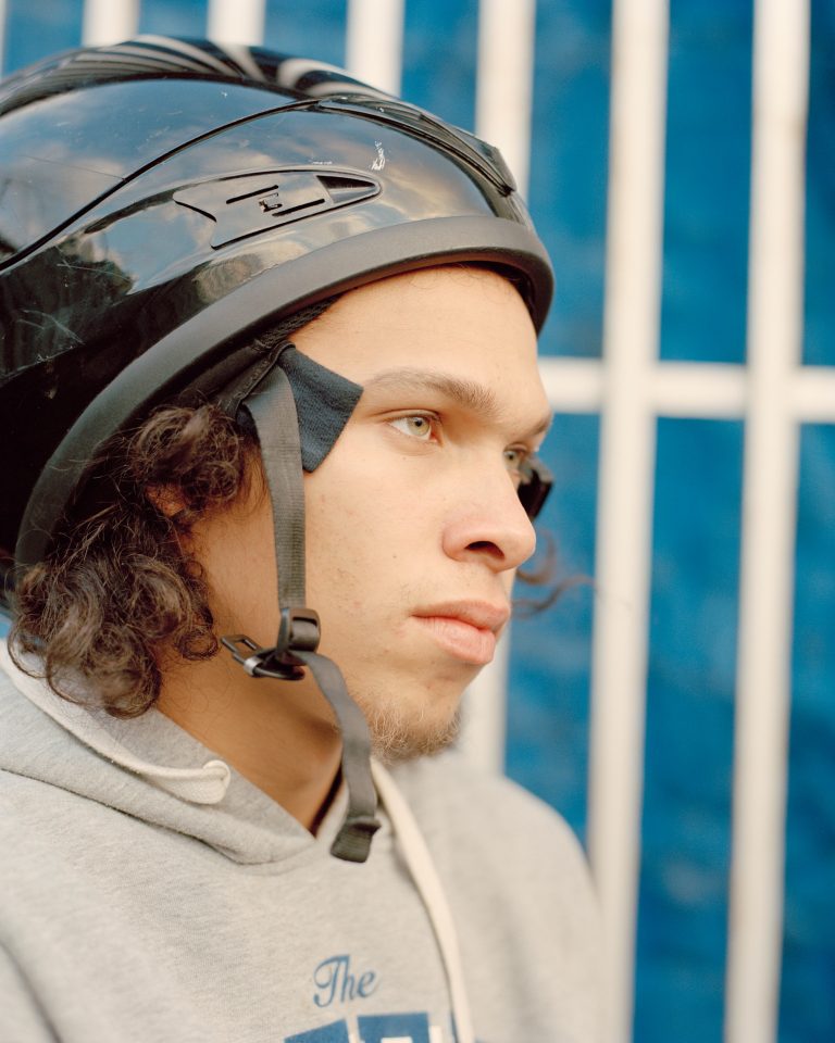 Color, film photography portrait by Cian Oba-Smith teen, youth, motorbike, London