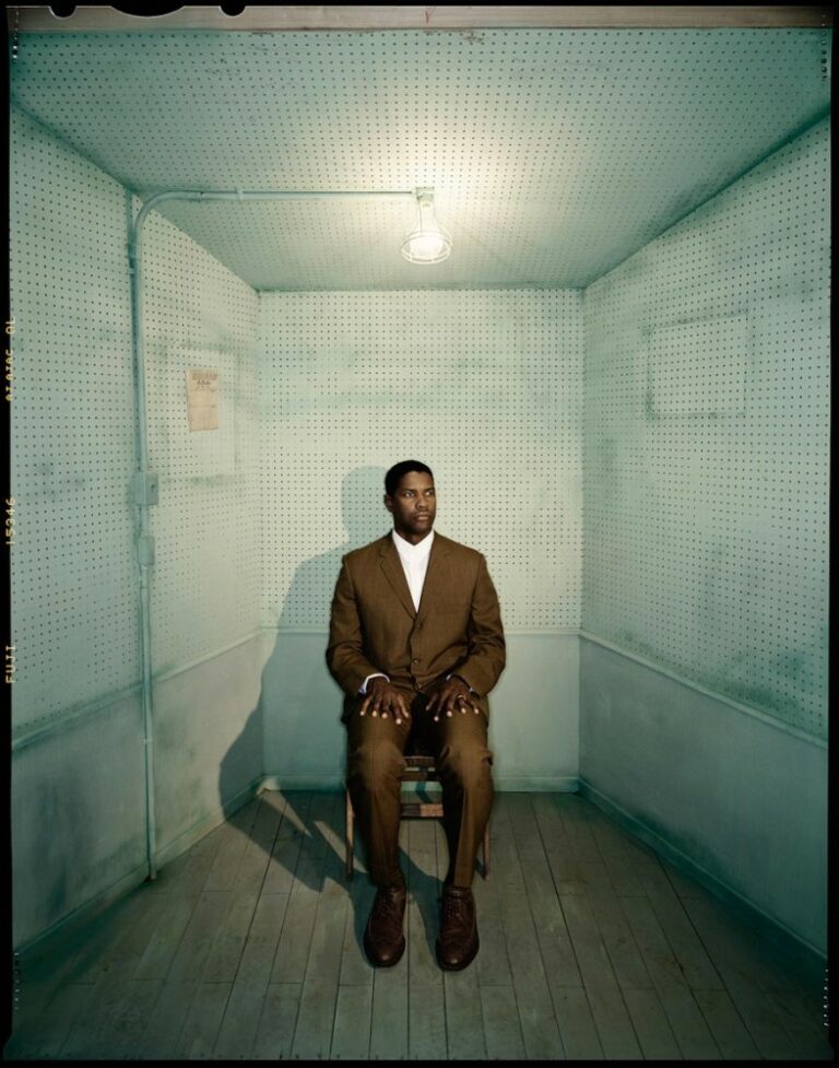 Color studio portrait of Denzel Washington by Dan Winters