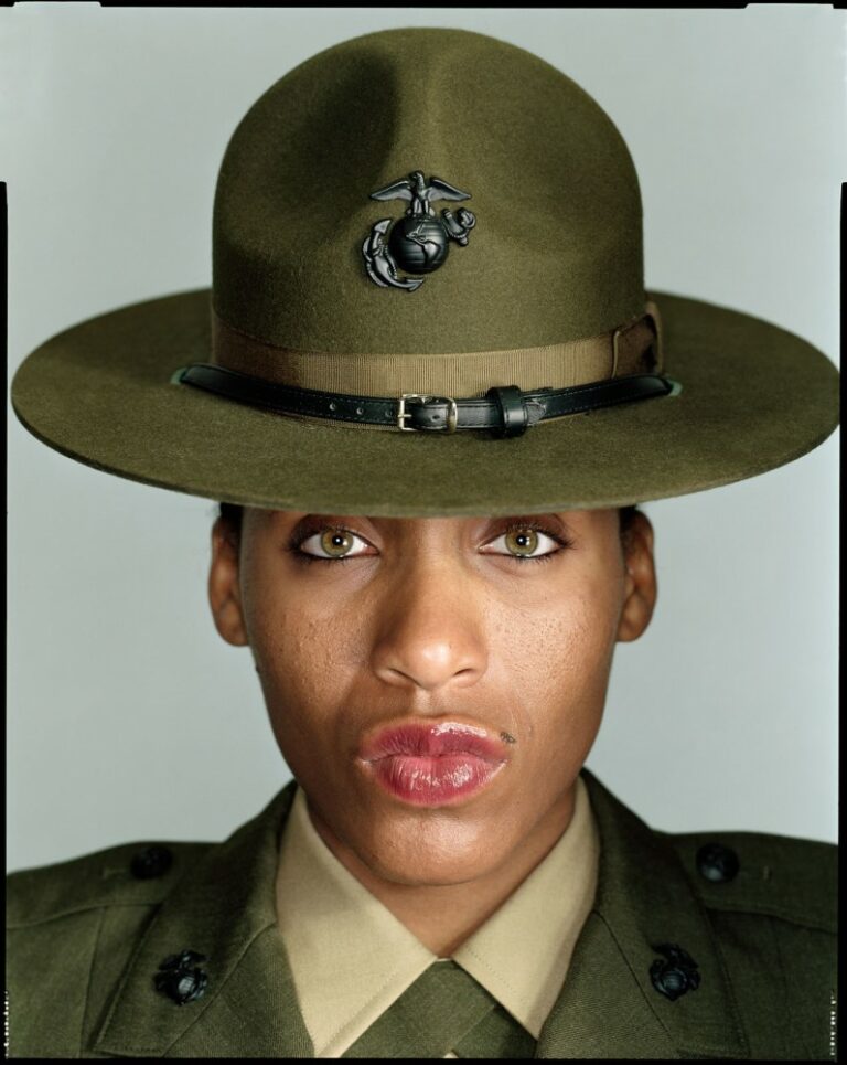 Color studio portrait of Drill Instructor Donna Braveboy by Dan Winters