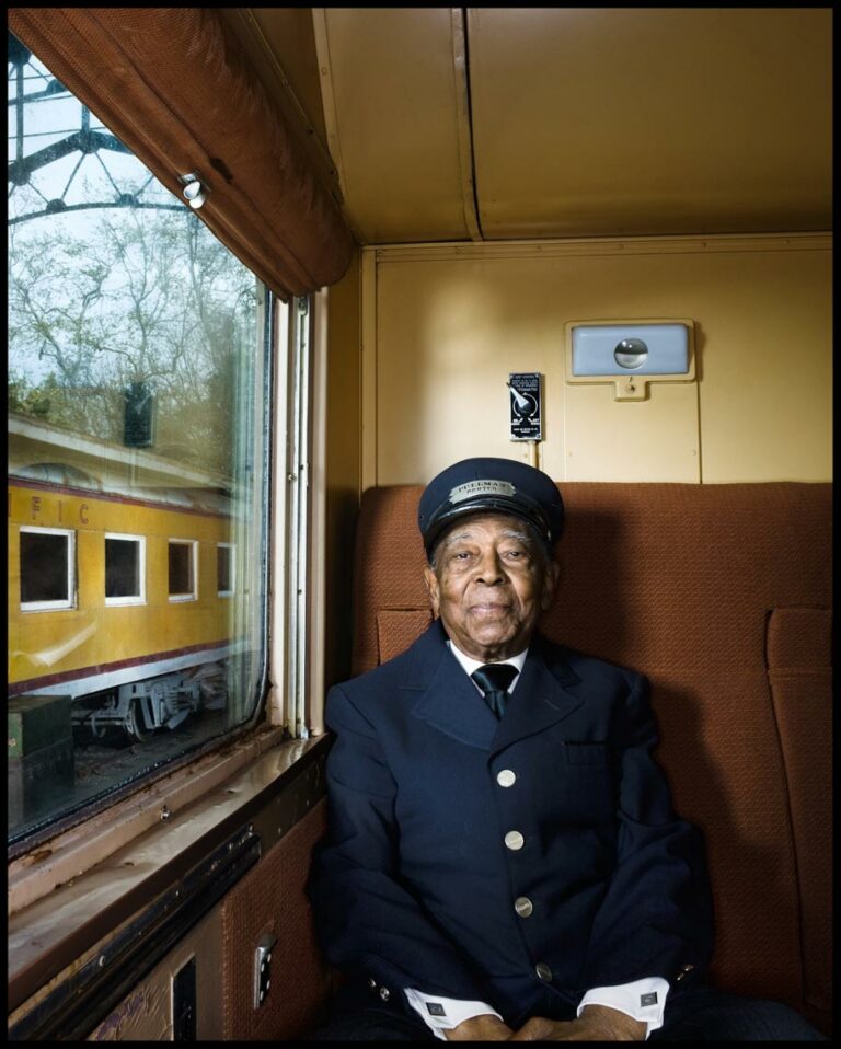 Color portrait of Pullman Conductor by Dan Winters