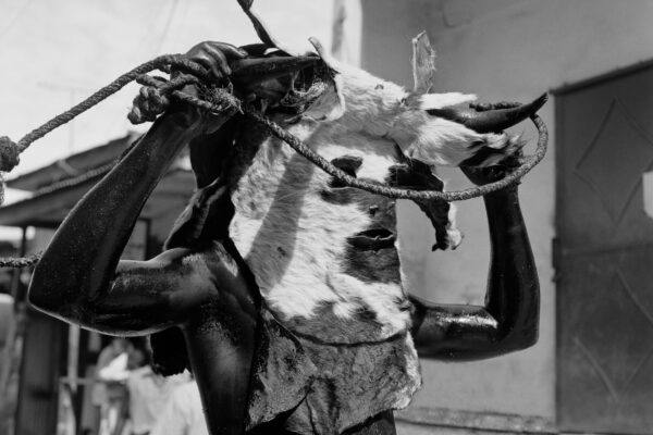 Medium format black and white portrait photography by Leah Gordon, carnival Haiti. From the series Kanaval.