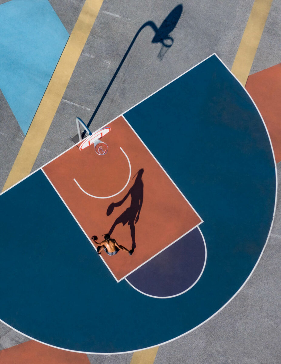 aerial photo of a basketball court by Ilanna Barkusky