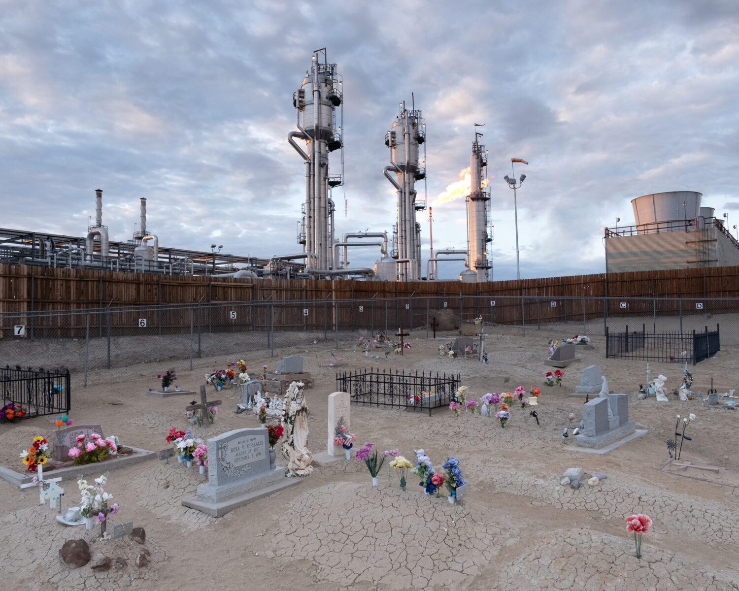 color landscape photograph of a cemetery and refinery in New Mexico, USA - Visual Storytelling Award