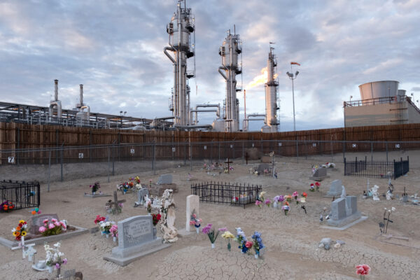 color landscape photograph of a cemetery and refinery in New Mexico, USA - Visual Storytelling Award