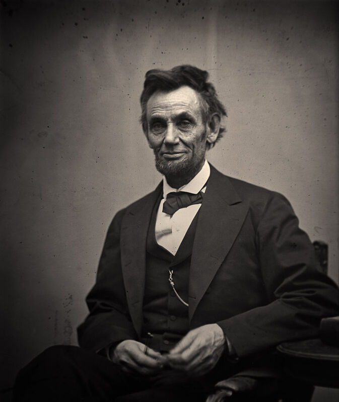 Black & white portrait of Abraham Lincoln by Alexander Gardner