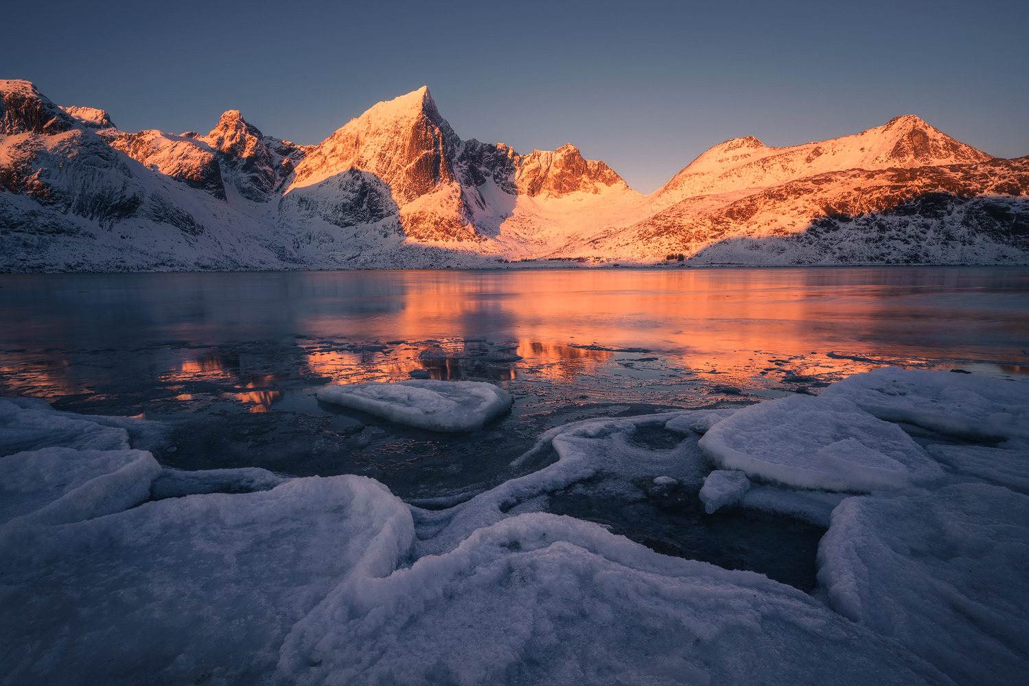 Landscape photography by Kai Hornung, mountains, sky, lake, ice, Norway