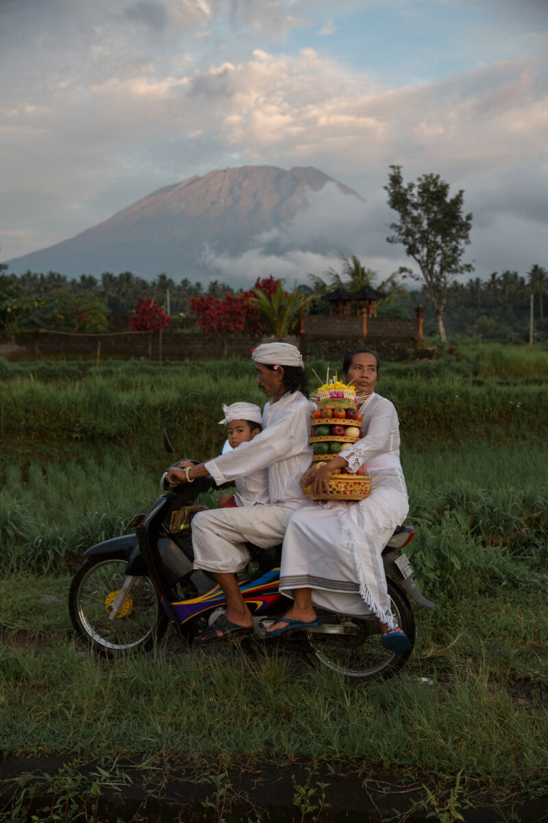 Color photography by Michael Dean Morgan, family, scooter, Bali