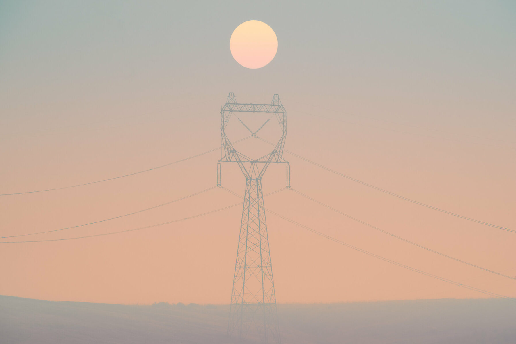 Landscape photography from Jerad Armijo, moon, pylon