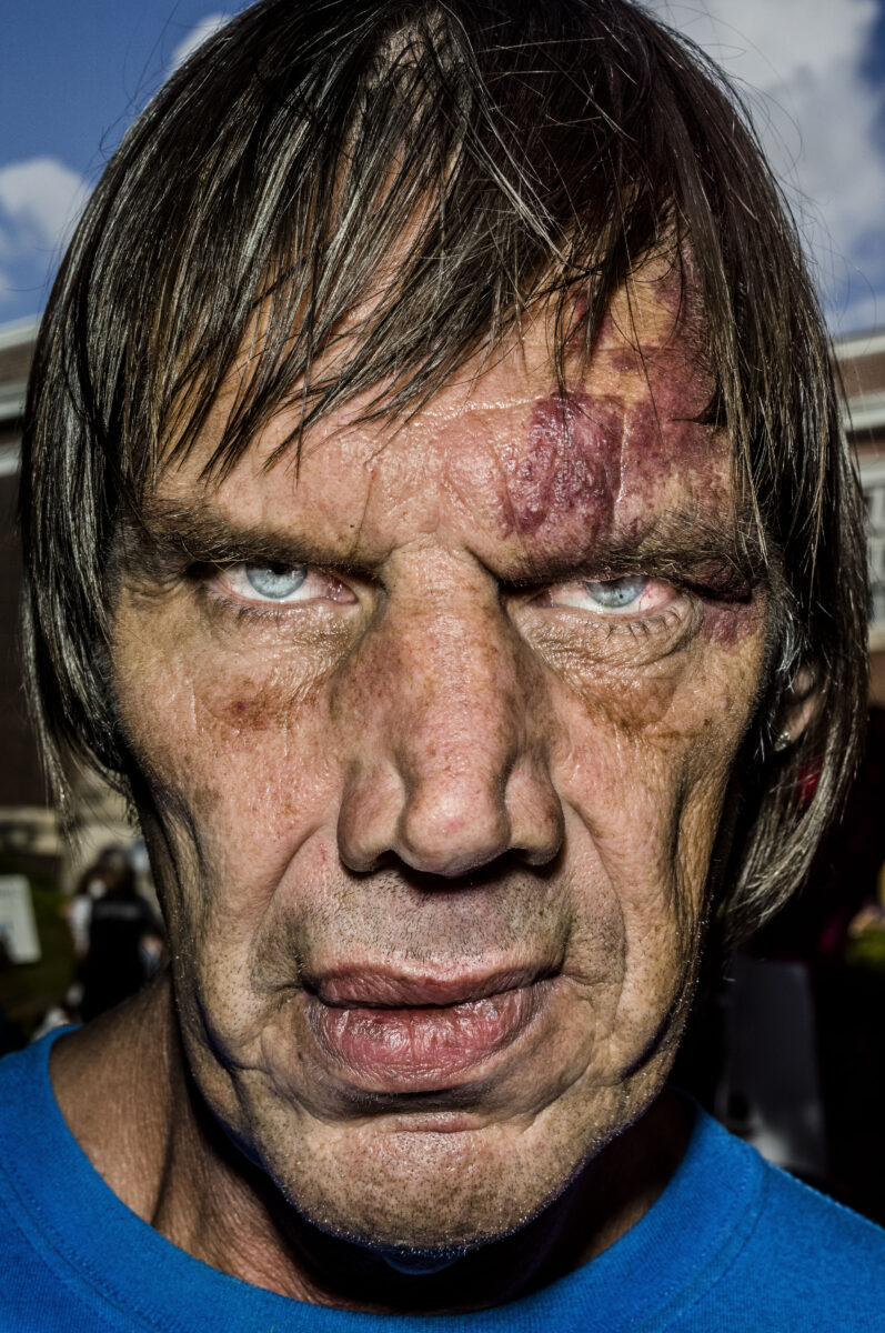 Color portrait by Bruce Gilden, man, Iowa