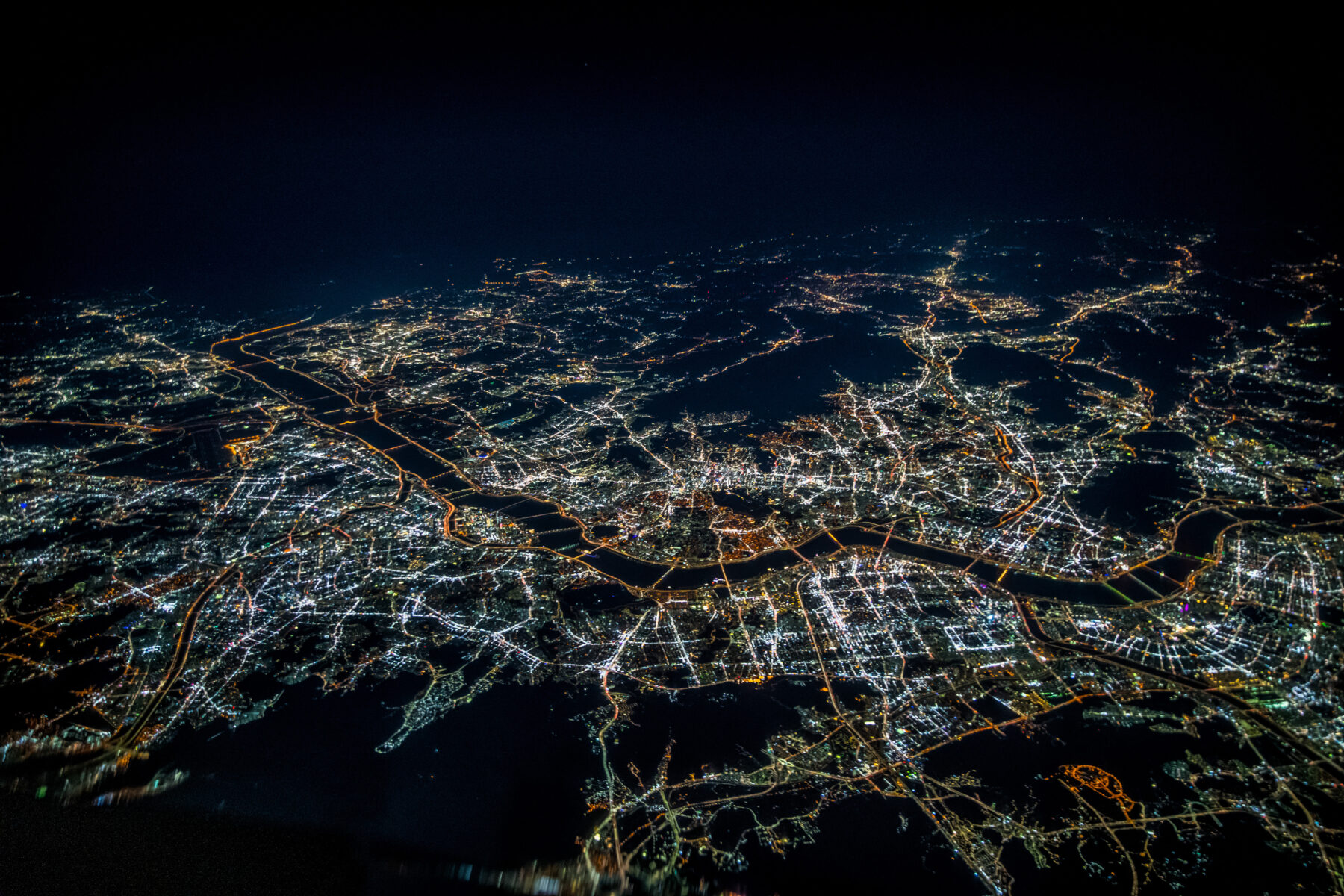 night aerial landscape photo of Seoul - South Korea by Rico X