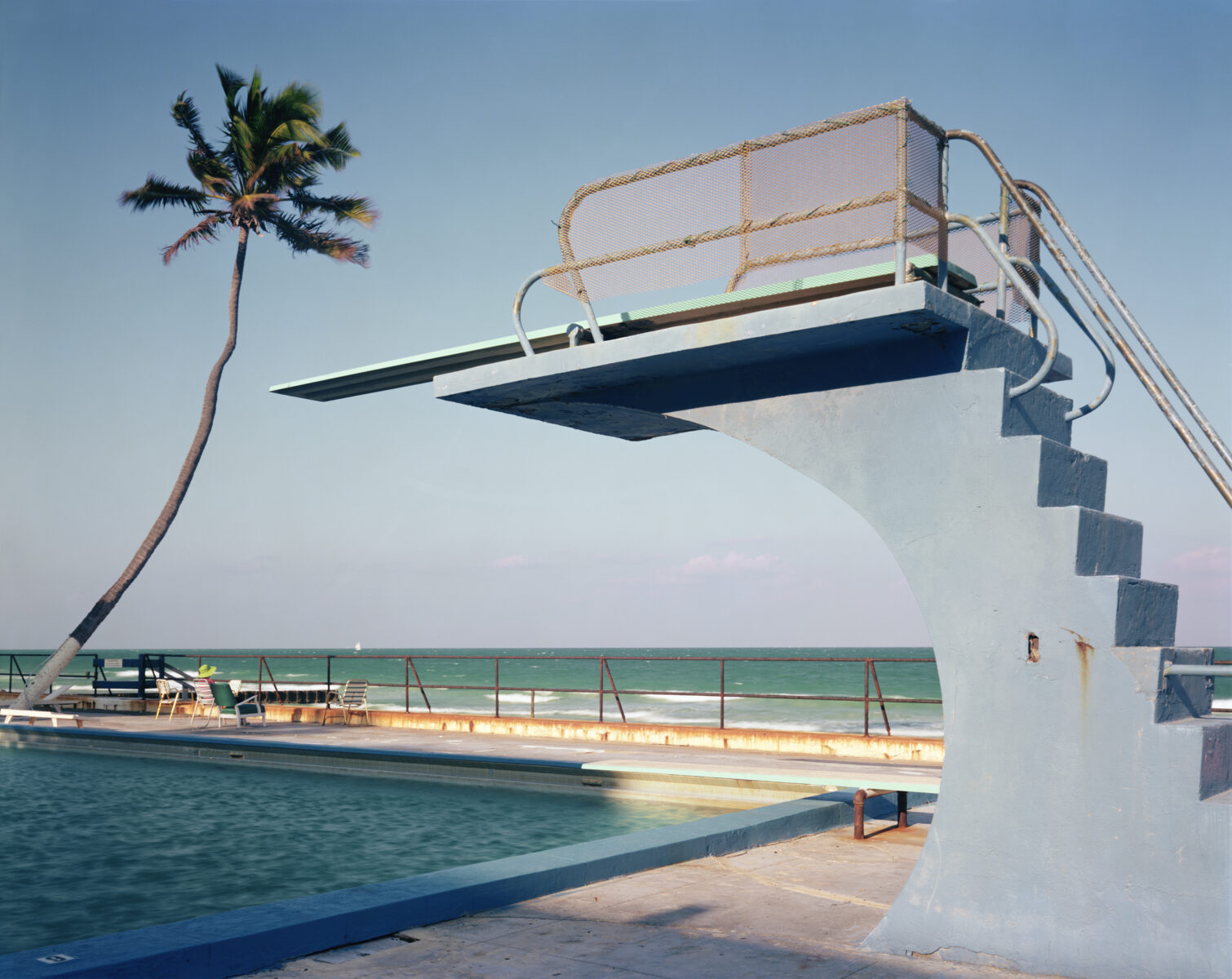 Joel Meyerowitz, Florida, 1978, diving board, pool, palm tree