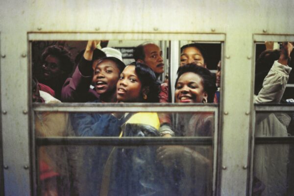 Black and white photography by Jamel Shabazz, subway, train, rush hour, nyc, 1980