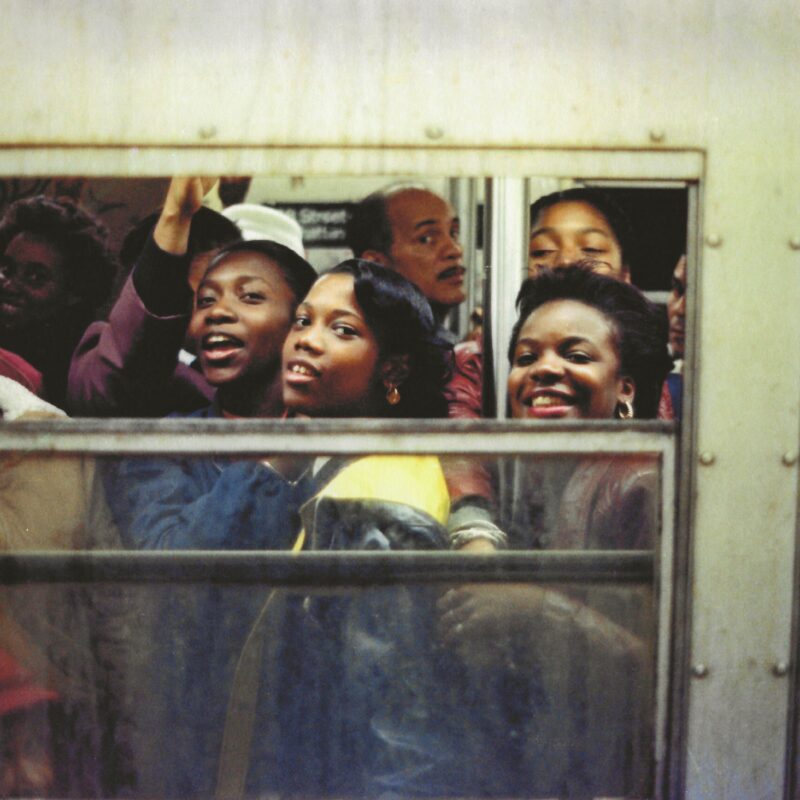 Black and white photography by Jamel Shabazz, subway, train, rush hour, nyc, 1980