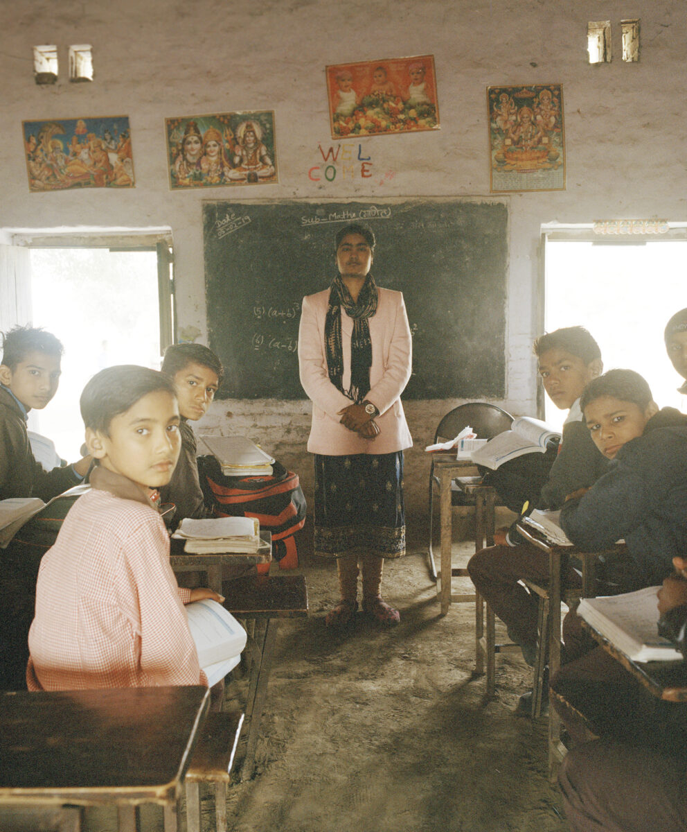 Portrait of children and teacher by photographer, Vikram Kushwah, from the series, The education I never had.