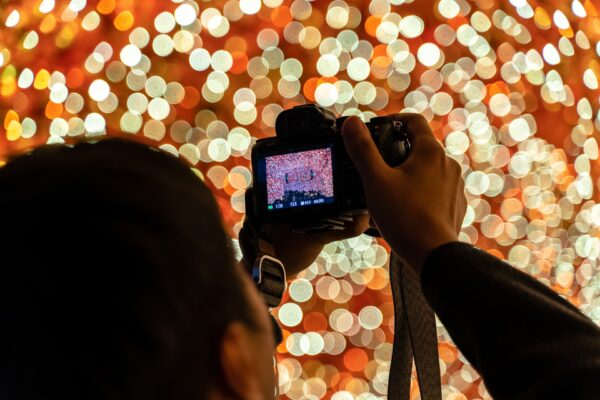 Photography, camera, Christmas lights, festive,