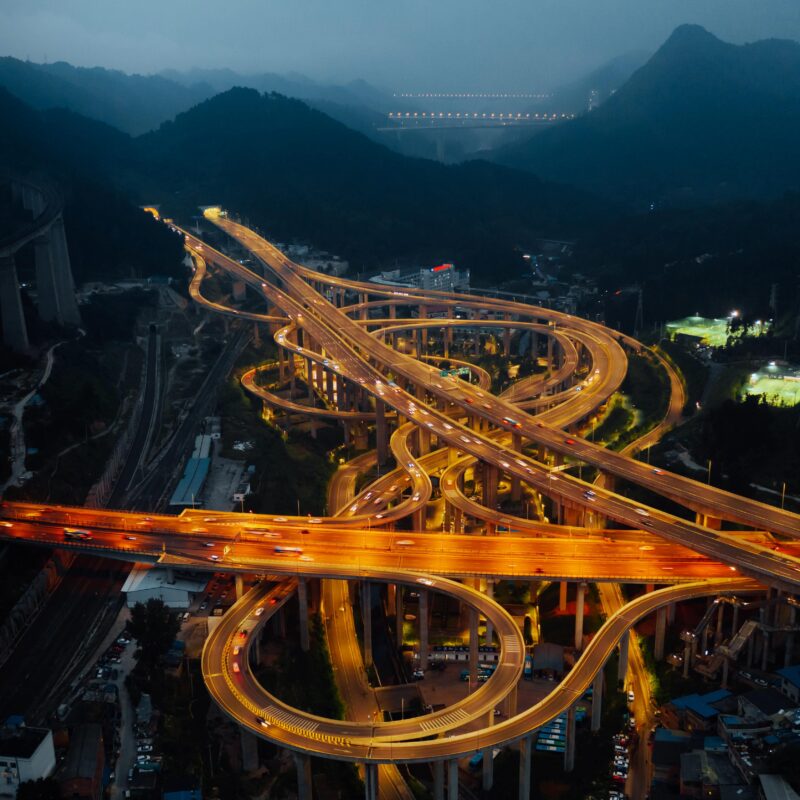 color aerial landscape photo of the Guiyang Qianchun overpass in China by Seo In Cho