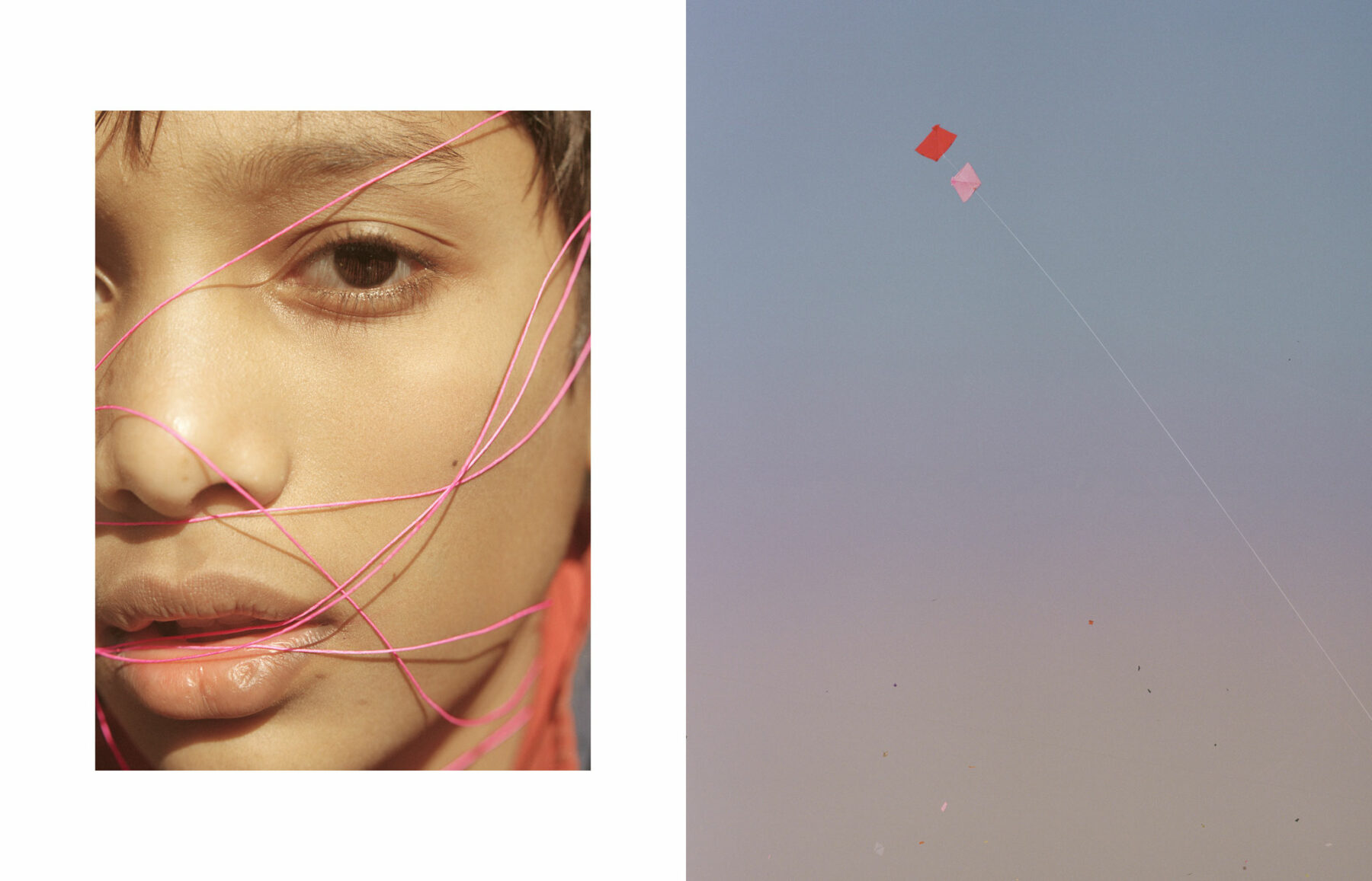 Color photo of Indian boy with flying kit by Kin Coedel