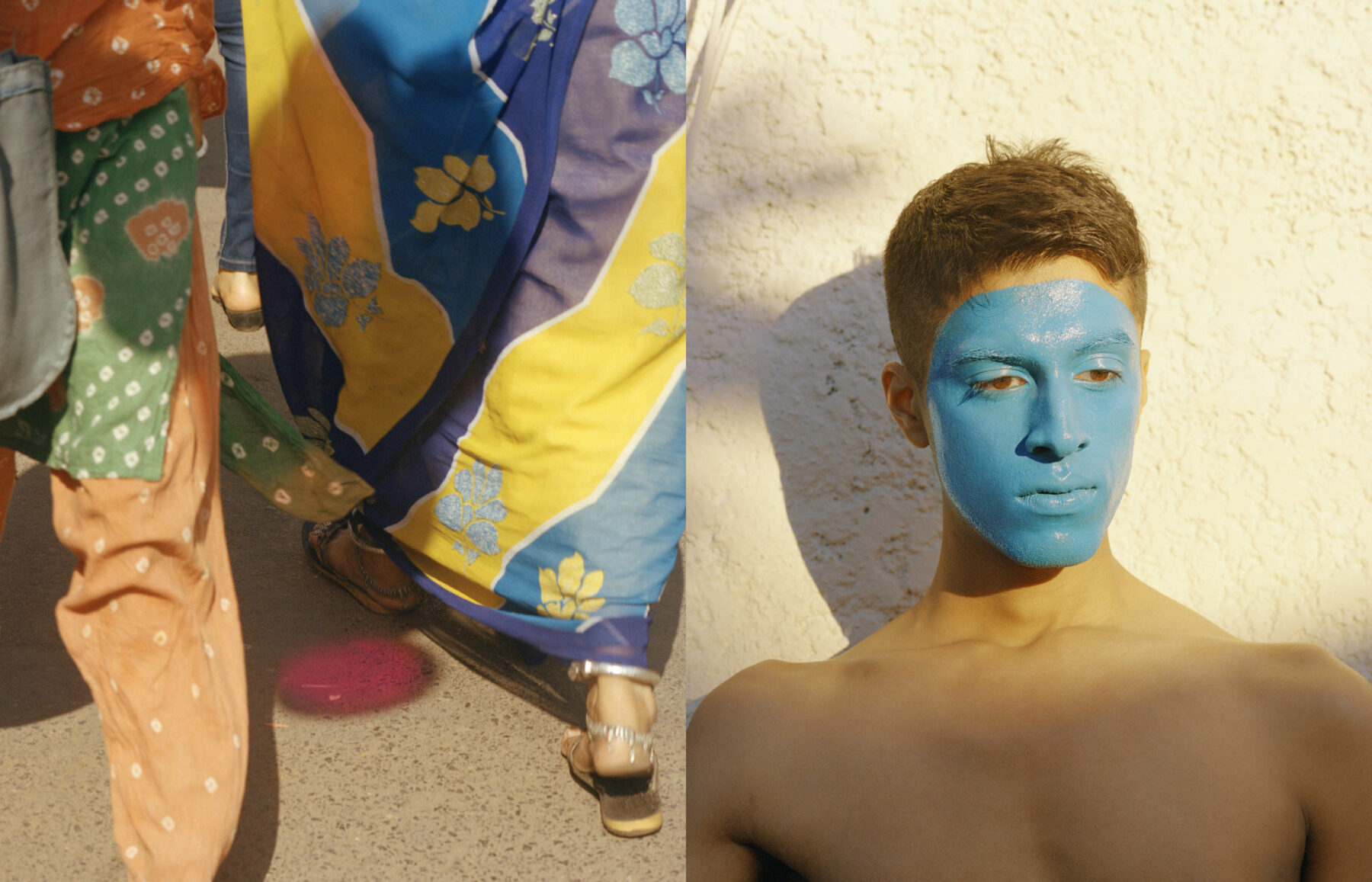 Color photo of Indian boy with painted face by Kin Coedel