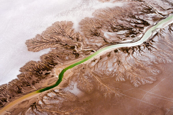 Color fineart abstract aerial landscape photo of river deltat in Mexico by Paul Lichte