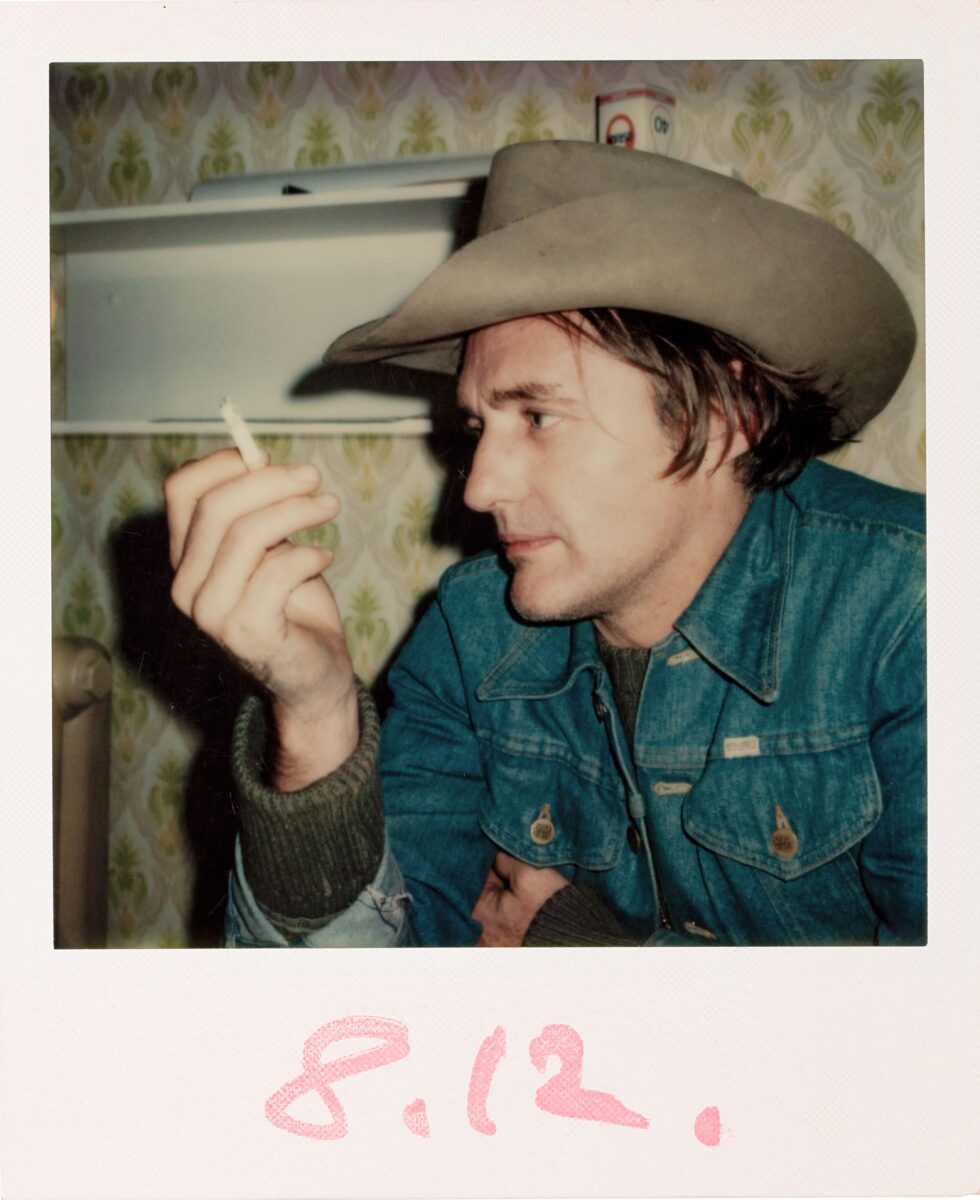 Polaroid photo of Dennis Hopper in a cowboy hat by Wim Wenders