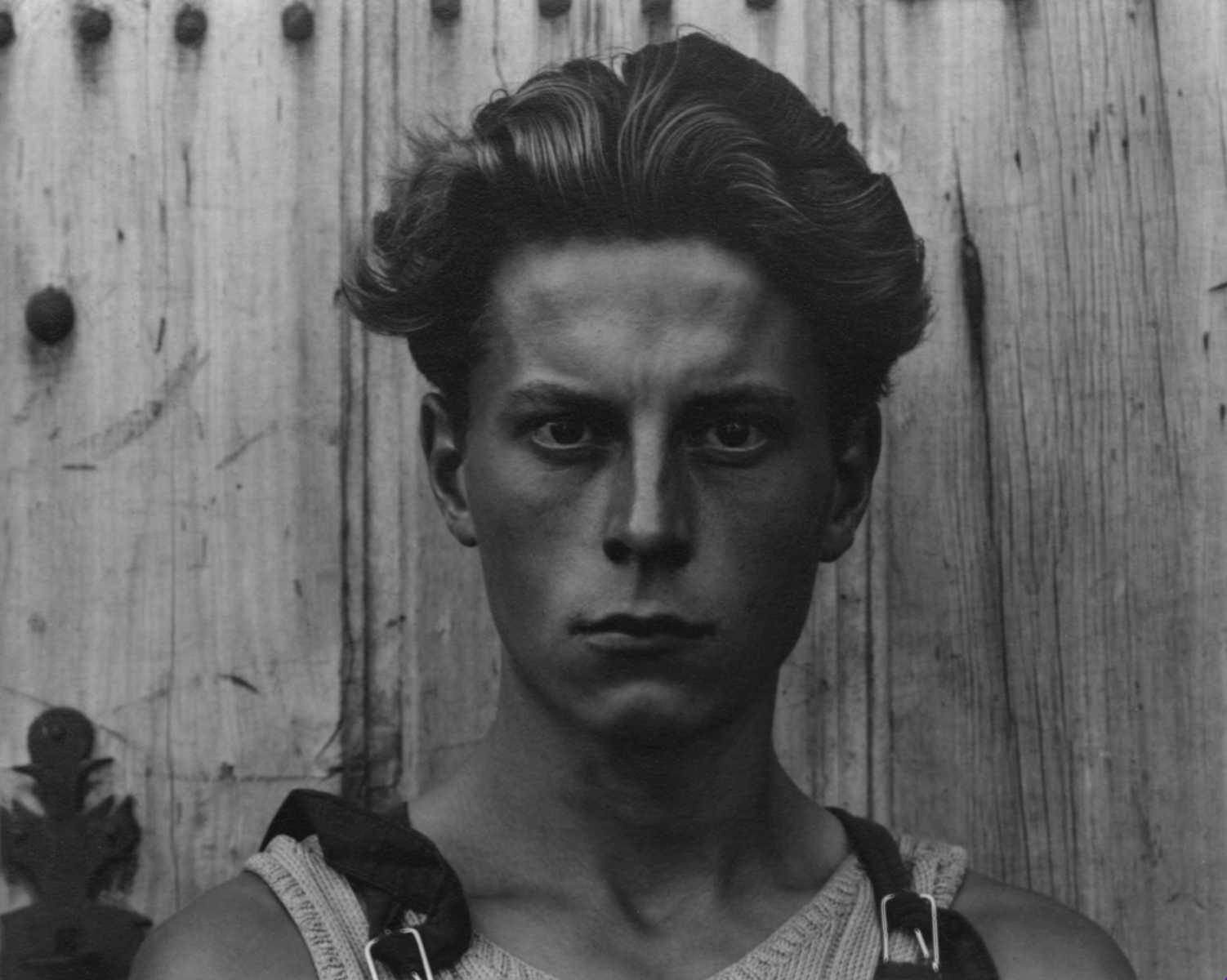 Black & white portrait of young boy by Paul Strand