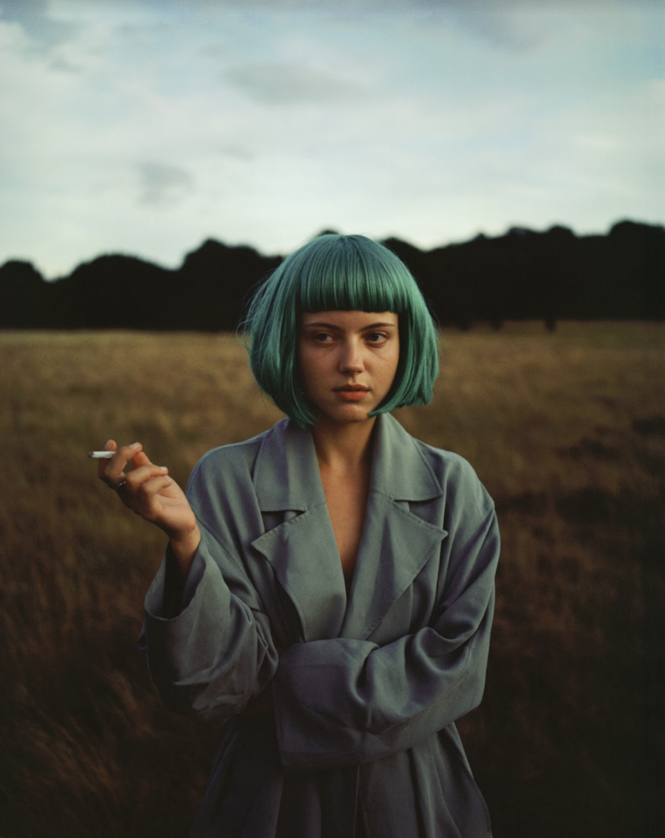 color portrait of girl with blue hair by Lucas Troadec