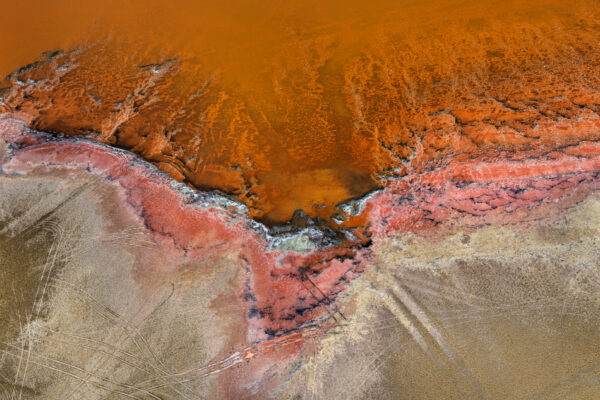 Aerial landscape photography by Edward Burtynsky. Salt Works in Namibia