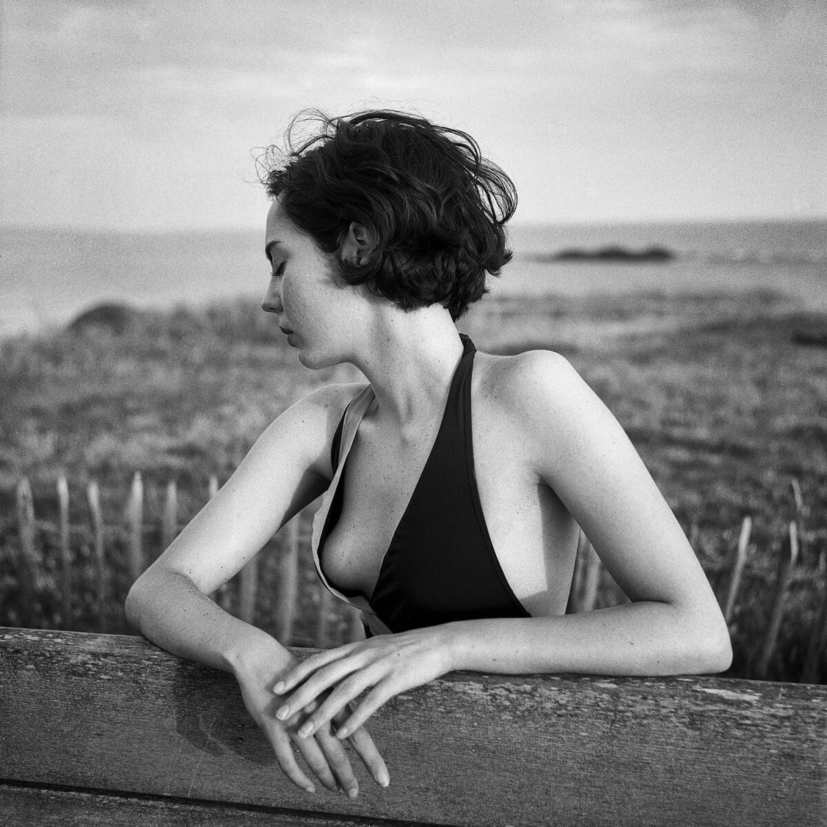 black and white fineart medium format portrait of a woman by Angélique Boissière