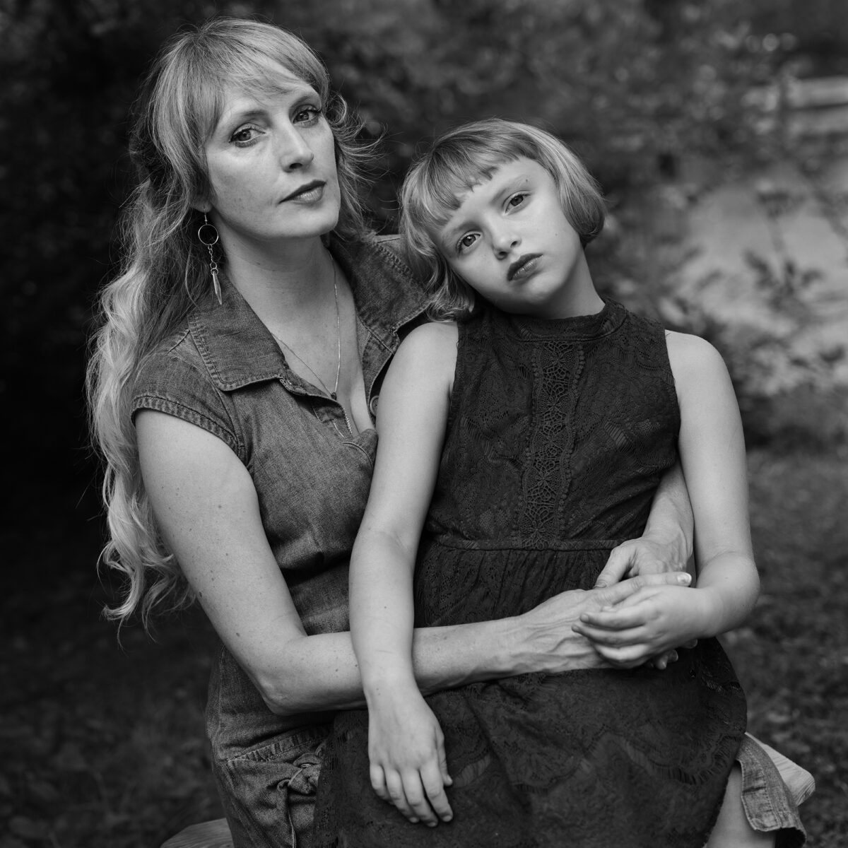 Black and White medium format portrait of woman and daughter by Ian McFarlane