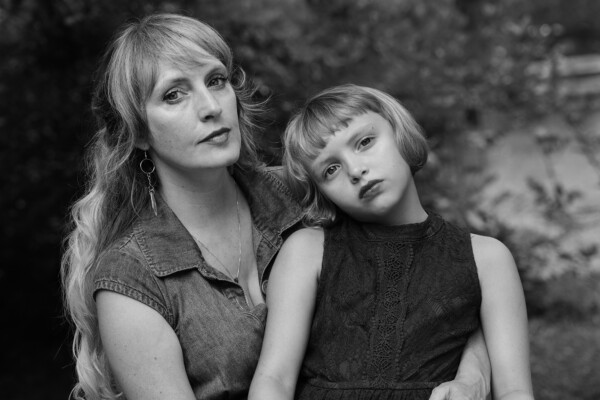 Black and White medium format portrait of woman and daughter by Ian McFarlane