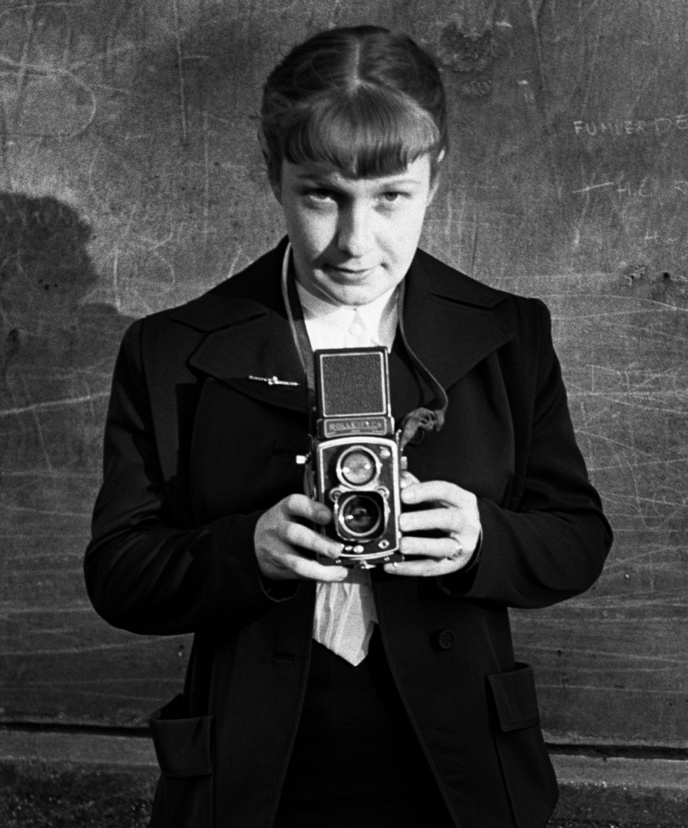 Black & white self portrait of Sabine Weiss