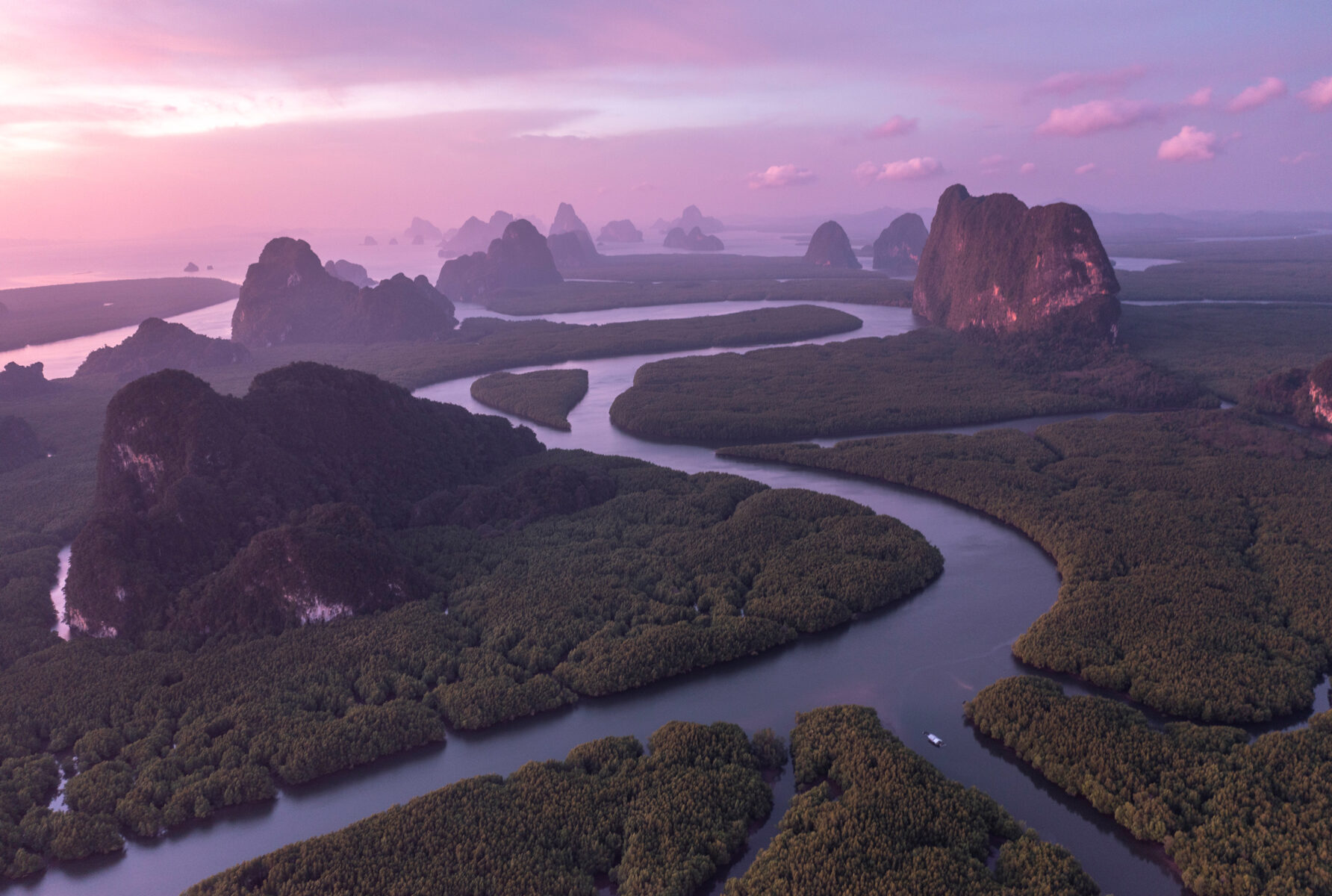 Color aerial landscape photography of sunrise in southern Thailand by Henryk Welle