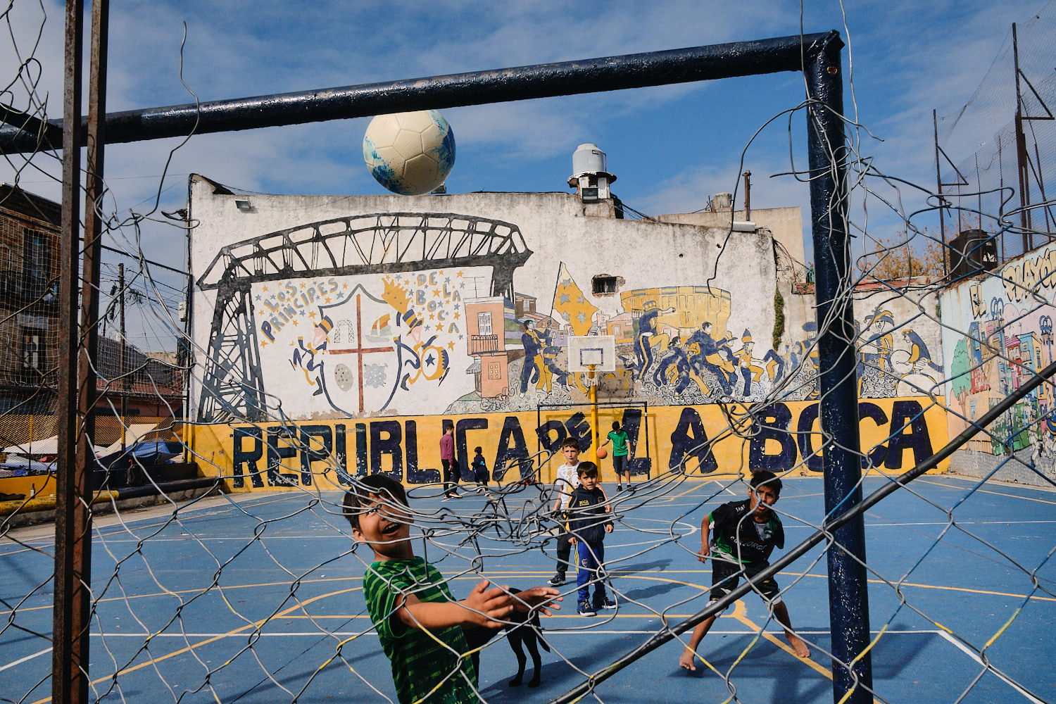 Photo of boys playing football in Buenos Aires, Argentina