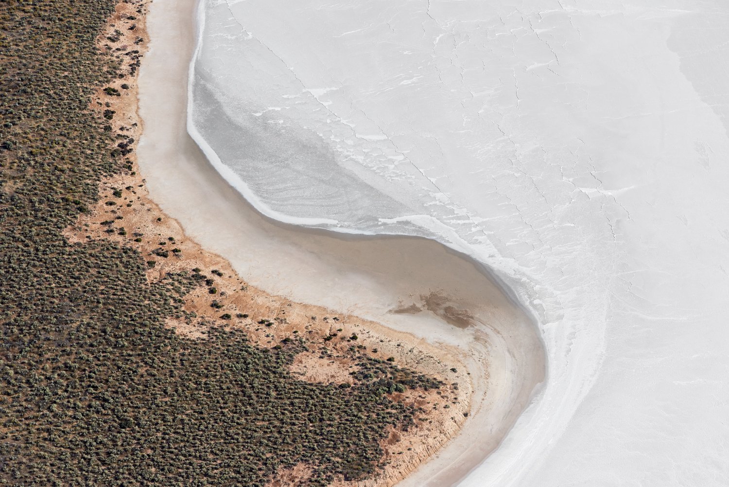 Minimal color aerial landscape photo by Brooke Holm of Lake Tyrrell in Australia