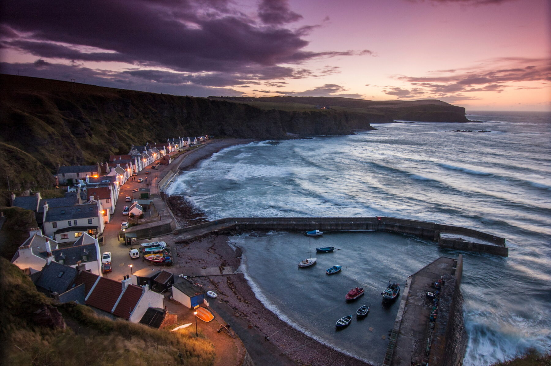 Coastal village and sunset in Scotland. Landscape photography by Jim Richardson