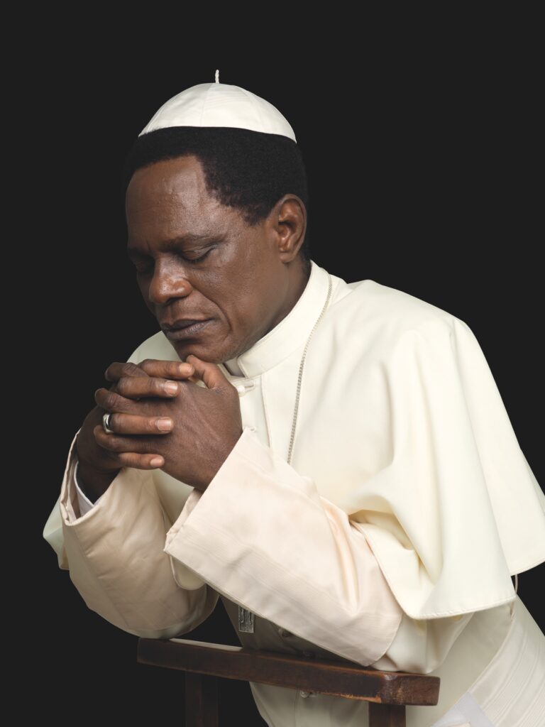 Self portrait by photographer Samuel Fosso, dressed as the pope