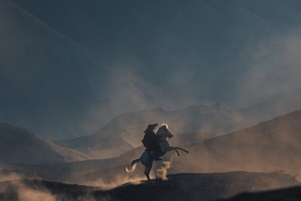 color landscape photo of man on horse by Mahendra Bakle. From the article, Best image 2023