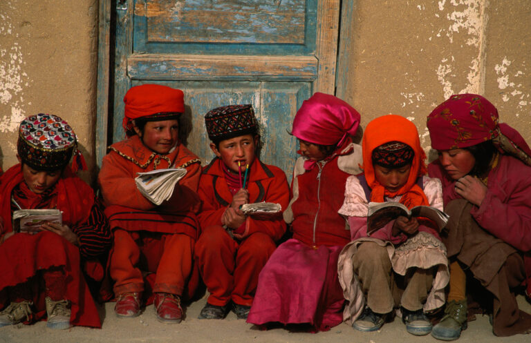 Photography by Michael Yamashita. Tajik Children of an elementary school in Taxkorgan, Xinjiang, China