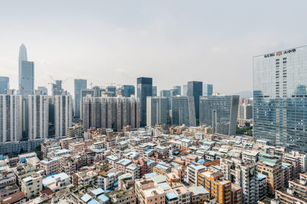 color aerial landscape photo of Gangxia, Shenzhen, China by Alessandro Zanoni