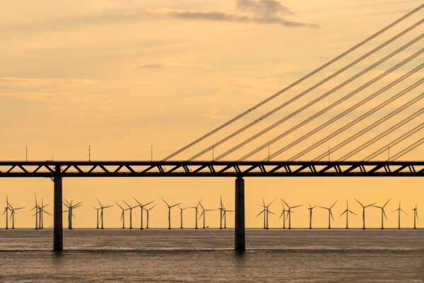 color landscape photo of Øresund bridge by Michael Jurek