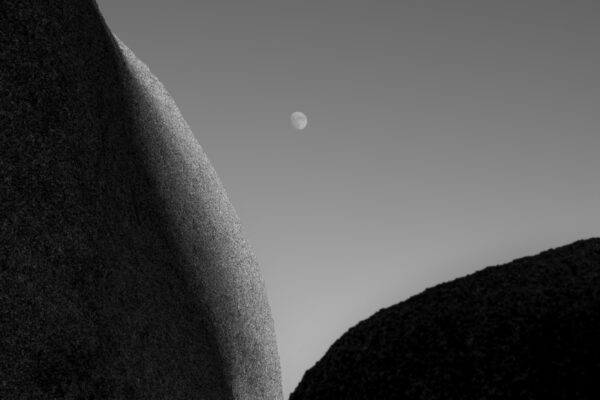 black and white landscape photo of rock formation in Joshua Tree NP, California, United States by William Holderfield