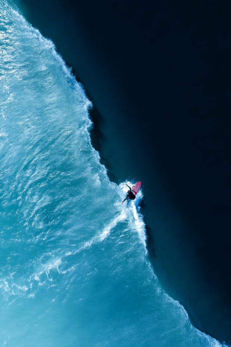 Aerial photo of a surfer by Joanna Steidle