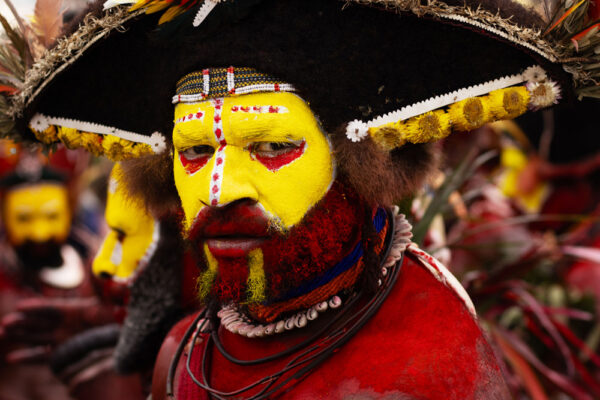 color portrait photo of a Huli Tribe in Mount Hagen, Papua New Guinea by Kevin Hoare