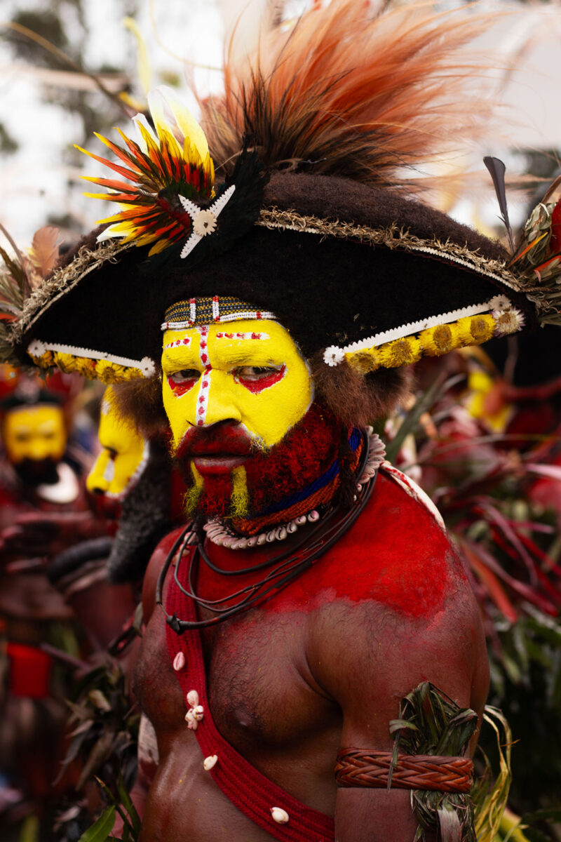 color portrait photo of a Huli Tribe in Mount Hagen, Papua New Guinea by Kevin Hoare