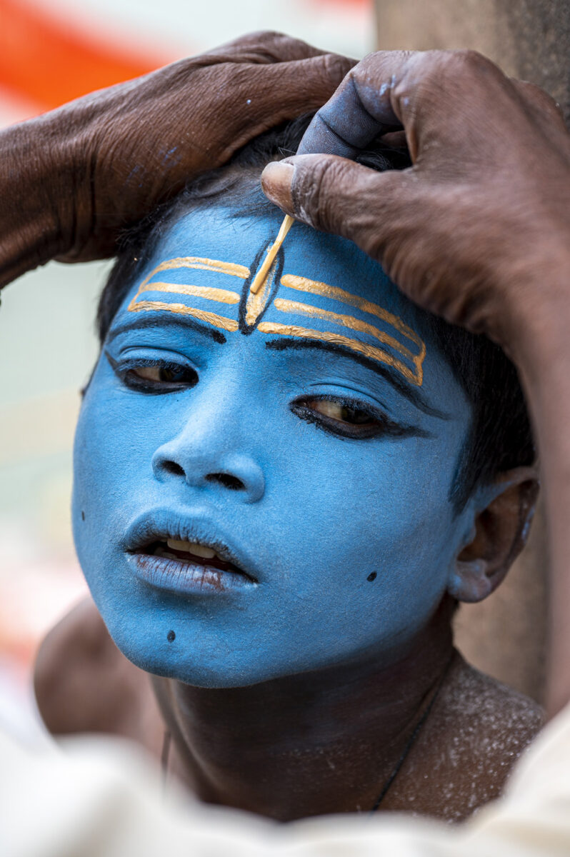 color portrait photo of little boy in Varanasi, India by Sergio Volani