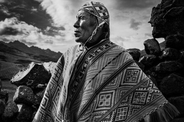 black and white portrait photo of man in Pampallacta, Peru by Thibault Gerbaldi